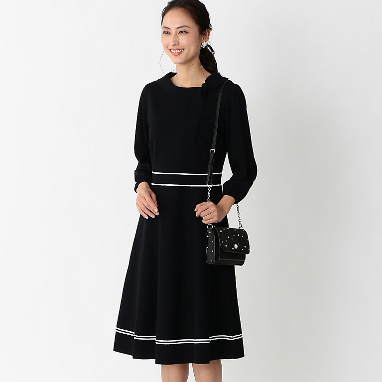 大きいサイズ TO BE CHIC トゥ・ビー・シック ニットワンピース ネイビー 44サイズ 13号