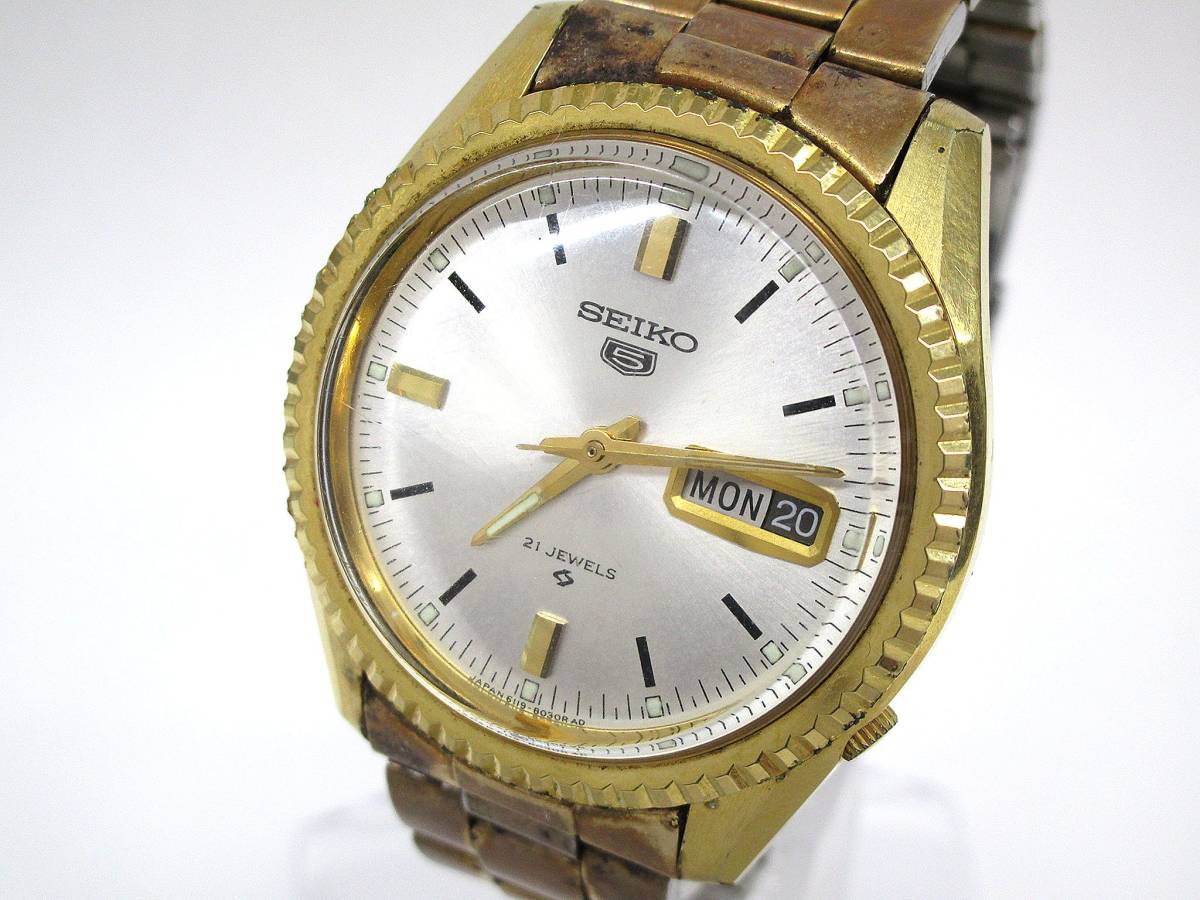 1円〜 SEIKO 5 セイコー ファイブ 6119-8030 メンズ 腕時計 AT 自動 