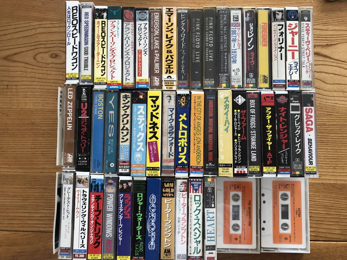 洋楽カセット　49本　まとめ売り 【中古品】REOスピードワゴン、アランパーソンズ、ピンクフロイド、U2、イエス、キングクリムゾンなど