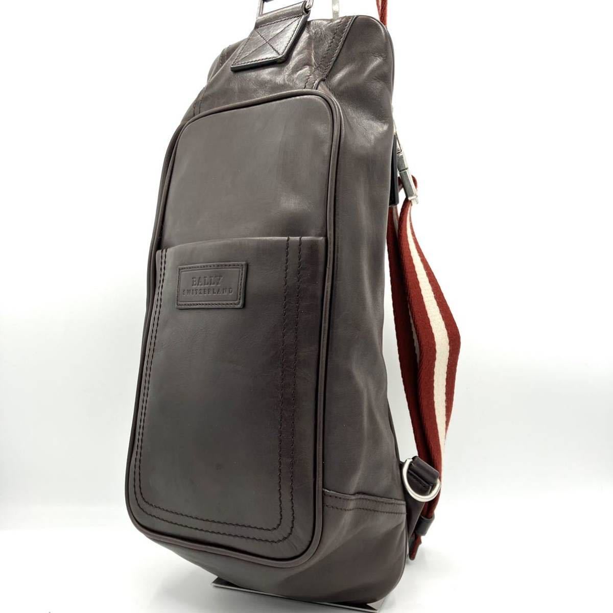 【極美品×入手困難】BALLY バリー ボディバッグ ウエストポーチ レザー トレスポ 型押し ロゴ メンズ ビジネス ブラウン 茶色 1円