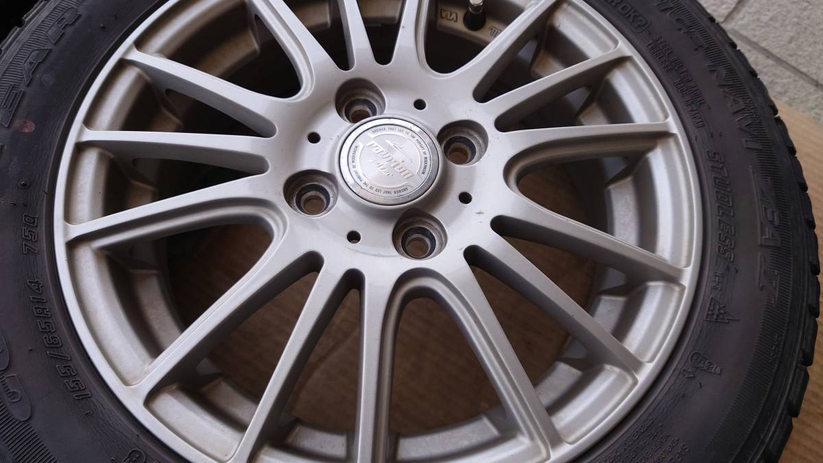 14インチ +45 ホイール KYO-EI 0 StaG 14インチ　4本　14×4.5J+45　4H　100　グッドイヤー　アイスナビZEA　Ⅱ 　155/65R14　スタッドレスタイヤ付き　軽自動車