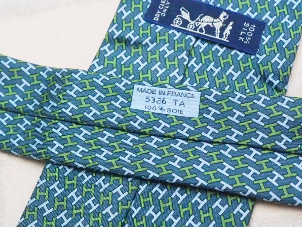 ネクタイ シルク エルメス HERMES H柄 総柄 グレー - 衣料品 極美品