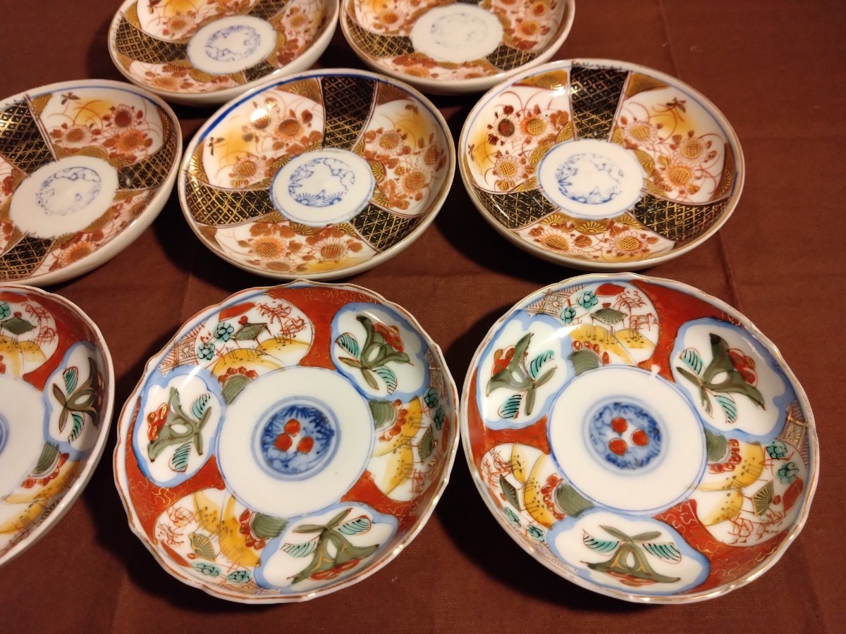 SALE，低価】 古伊万里 大聖寺伊万里 伊万里 菓子皿 豆皿 色絵 金襴手 金彩
