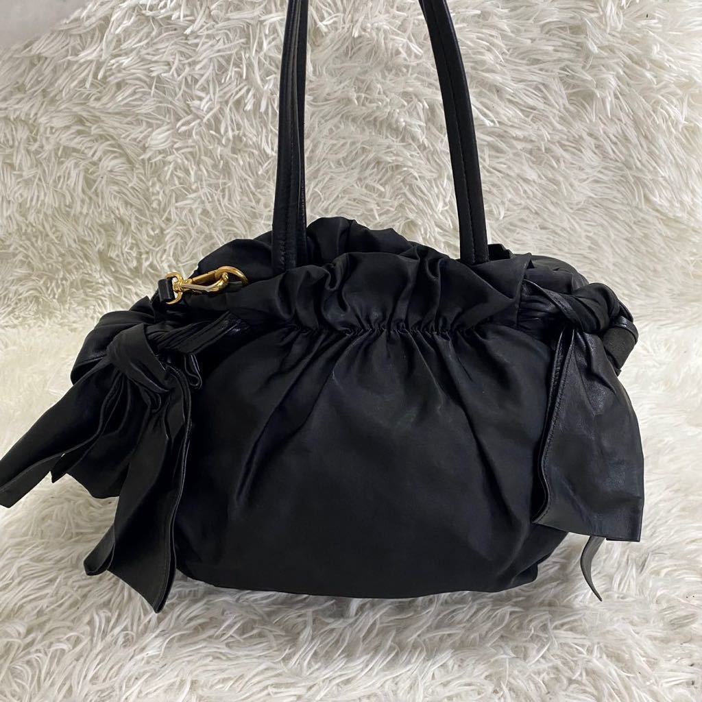1円スタート PRADA プラダ トートバッグ ナイロン ブラック 三角ロゴ 