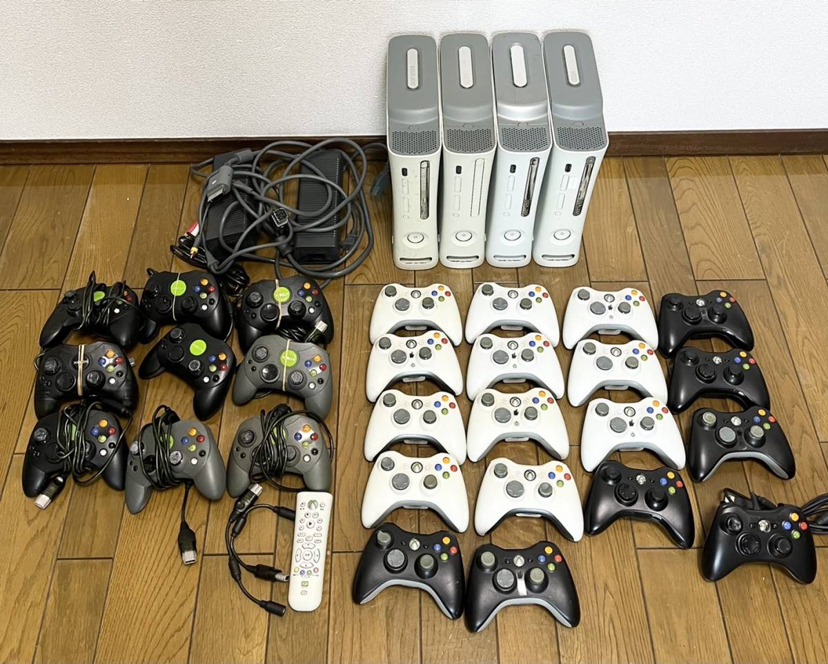 XBOX360本体 ワイヤレス/有線コントローラ ホワイト/ブラック まとめてセット Microsoft マイクロソフト