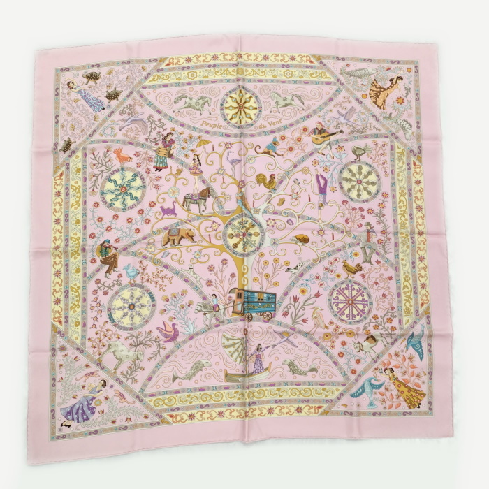 限定SALE，正規品 【中古】HERMES カレ90 スカーフ 風の民 PEUPLE DU