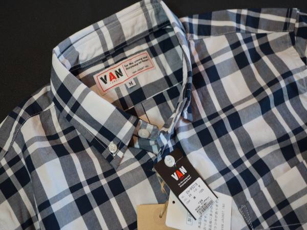 春物! VAN JAC アイビーチェックBD長袖シャツM