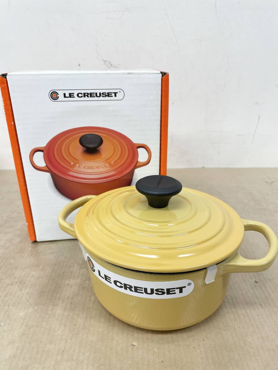 ホ J-40◆美品◆LE CREUSET/ル・クルーゼ 両手鍋 ホーロー 蓋付 イエロー◆