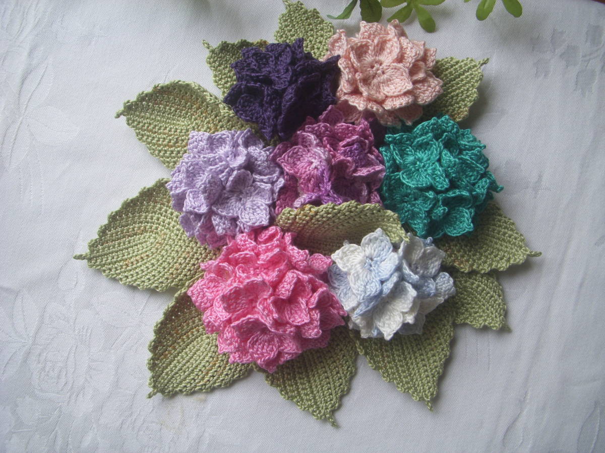 ハンドメイドレース編み　紫陽花　シュシュ