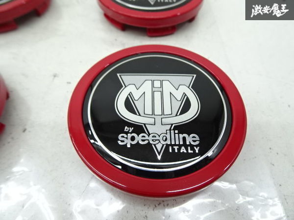 未使用 アウトレット SPEEDLINE スピードライン ホイール センターキャップのみ 4個 直径 約59mm ツメ外径 約56mm 赤系 棚9-1-D