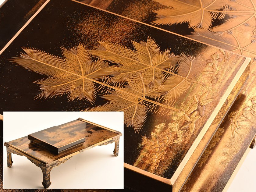 流】時代漆器 研出山水蒔絵文台硯 KN378 文化遺産オンライン 蔦細道