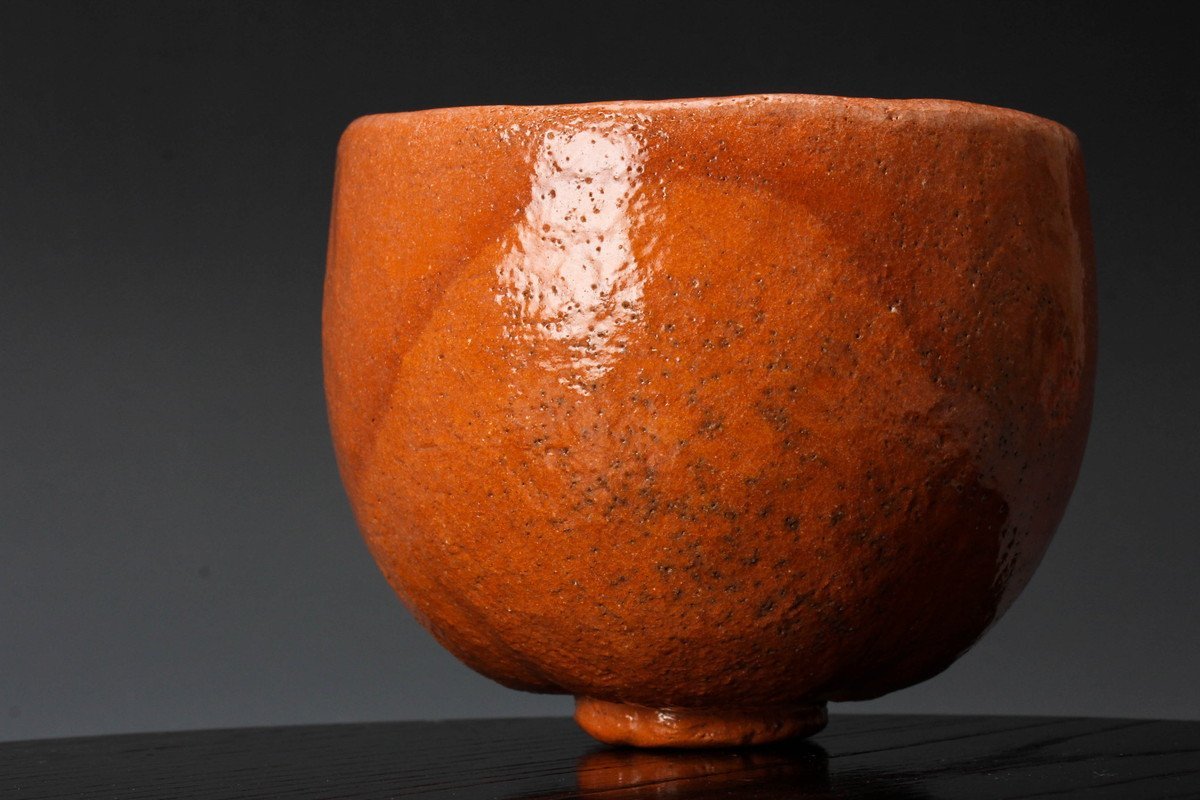 FROM 【雅】杉本貞光 赤茶碗 共箱 仕覆 塗二重箱 本物保証 JAPAN