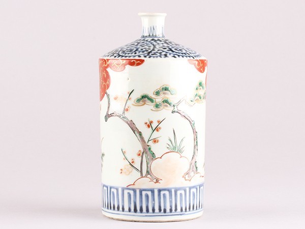 K】茶道具 時代 古伊万里 色絵 蛸唐草 蝋燭徳利 うぶだし品 m092 古伊万里