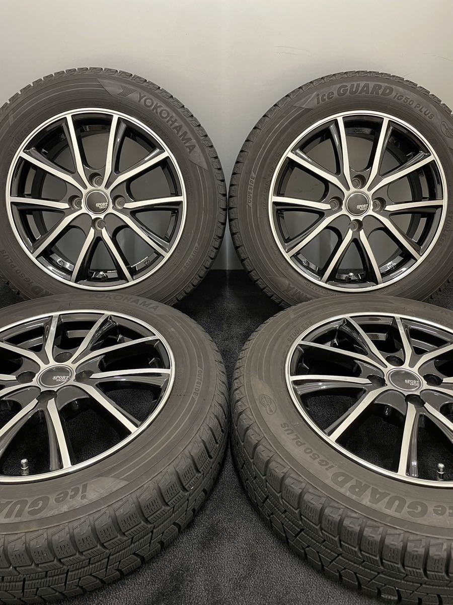 175/65R15 YOKOHAMA/ice GUARD iG50+ 20年製 SPORT KRONE アルミホイール 15インチ 5.5J＋43 100 4H スタッドレス 4本 ブラポリ (4-A871)