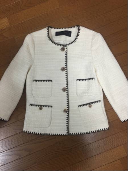 ZARA ツイード ジャケット XS ☆白 女性用 ファッション 【公式通販】