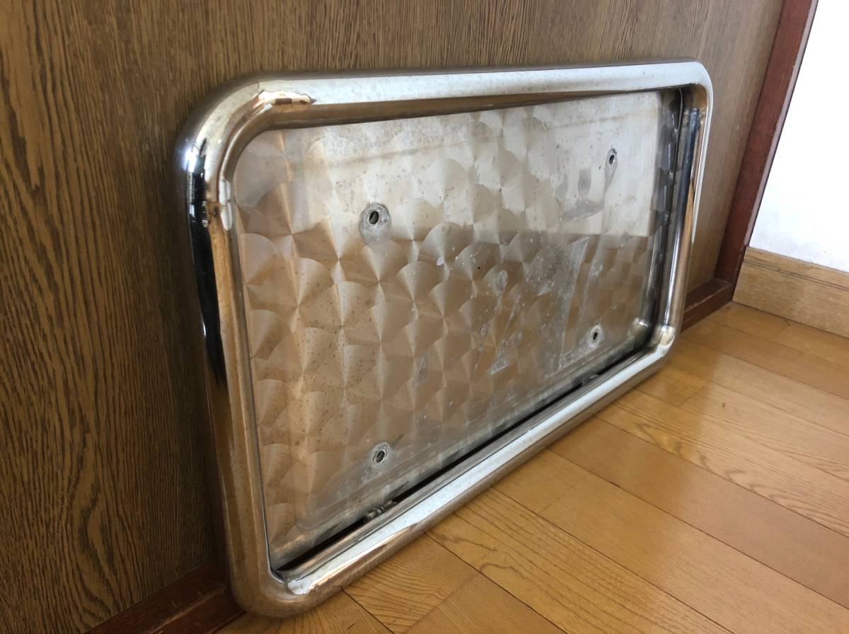 中古☆大型用 27Φ 丸パイプ ナンバー枠 ☆ レトロ ウロコ ステンレス 