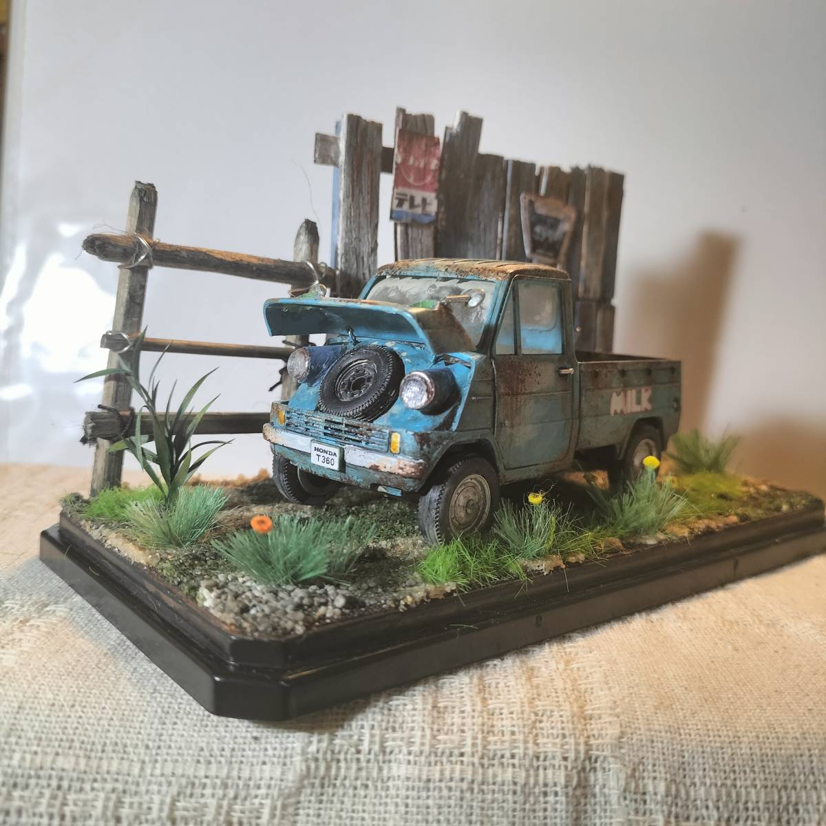 昭和への旅 ジオラマ レトロ 旧車 1/32ホンダT360 ハンドメイド 手作り 