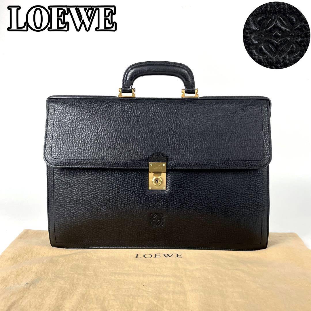 美品□LOEWE ロエベ ビジネスバッグ アナグラム ロゴ型押し ブリーフ 