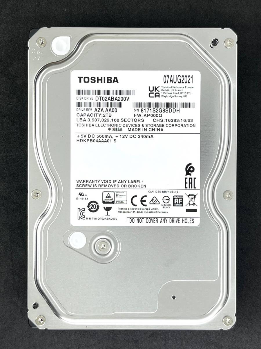 送料無料】 ☆ 2TB ☆ TOSHIBA / DT02ABA200V 【使用時間：71h】 2021