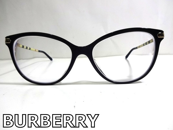 X3F052■本物■ バーバリー BURBERRY ブルーライトカットレンズ ブラック&ゴールド色 メガネ 眼鏡 メガネフレーム