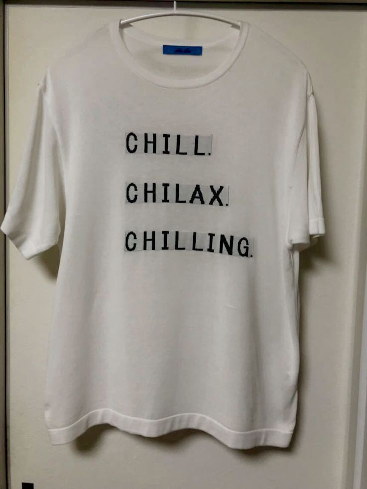 ◆【人気】Blu Bre ブルブレ/ ビッグシルエット CHILLレタリングTシャツ/ WHITE L size
