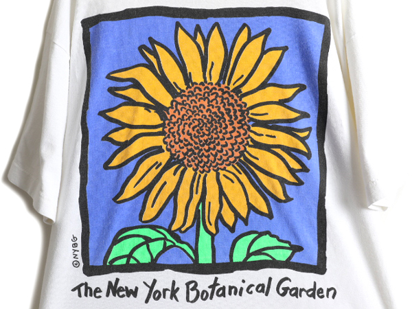 90s USA製 ☆ ひまわり アート 両面 大判 プリント 半袖 Tシャツ
