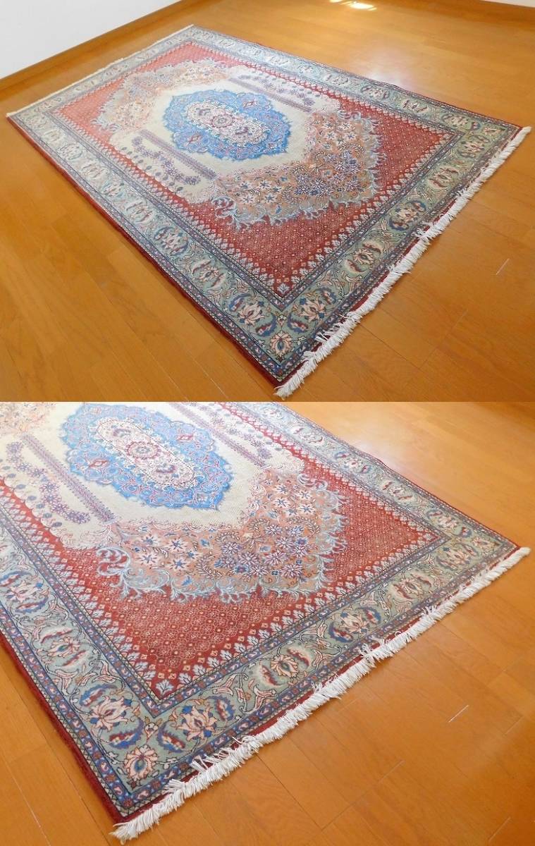 M013Mちょる☆高級ペルシャ絨毯 イラン産 134×203㎝ 絨毯/インテリア 