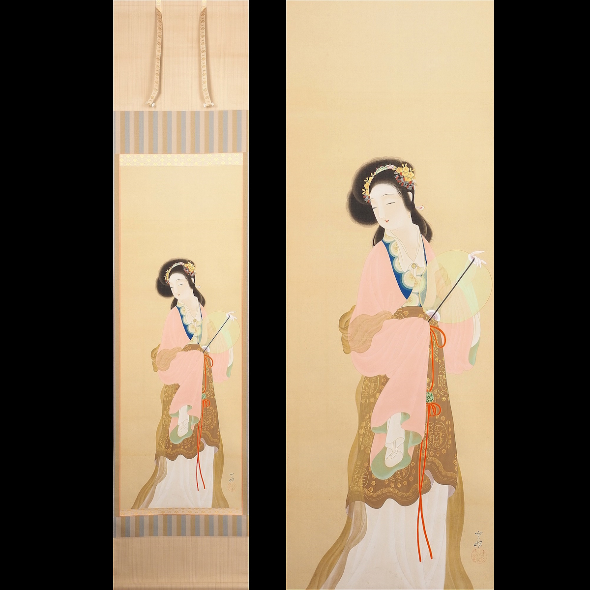 山田秋畝 ○油絵○ 掛軸 花 果物 F6号 『珍果』 大森朔衛