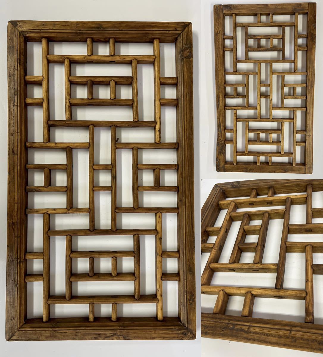 蔵出□李朝 木工木造細密組木 格子□格子扉格子窓□李朝家具建具古材 