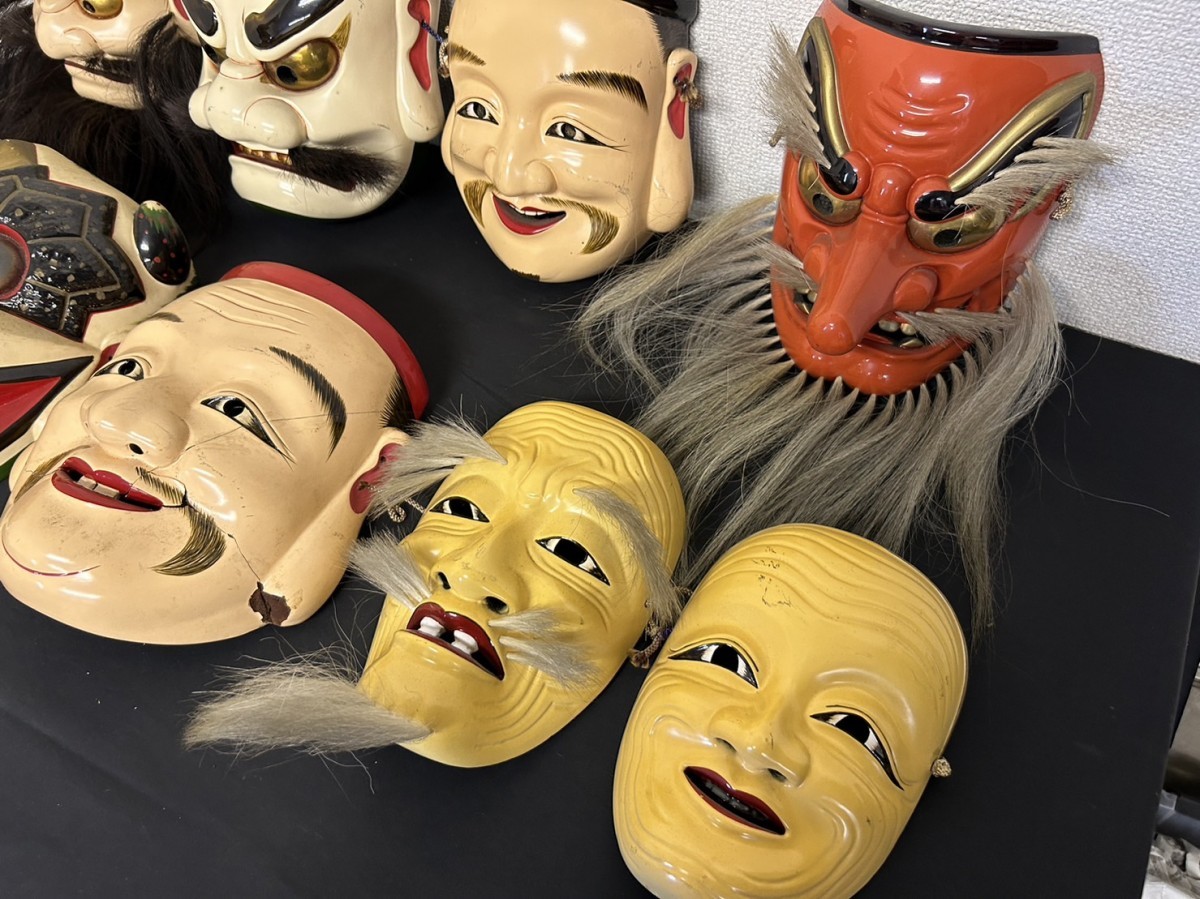 天狗お面能面木製木彫り 神楽面