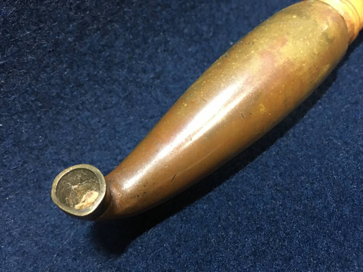 煙草道具 喧嘩煙管 煙管 彫金 彫刻 唐金 銅 山水 風景画 竹 極太キセル