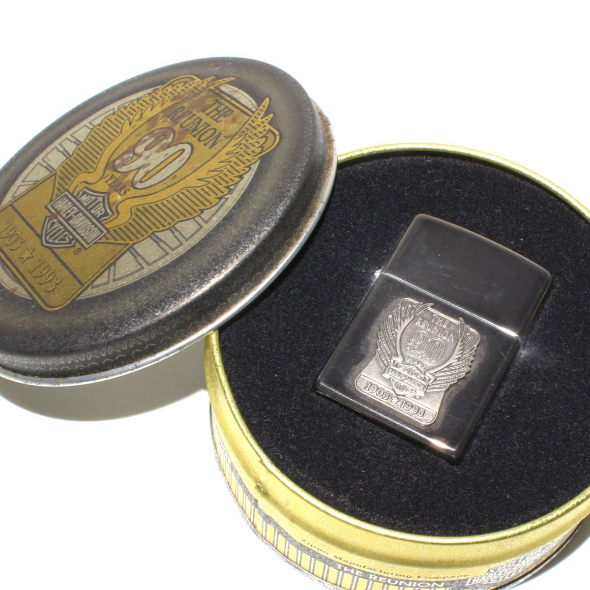 ○1【zippo ハーレー缶入り】未使用/ダビッドソン 90周年記念モデル 