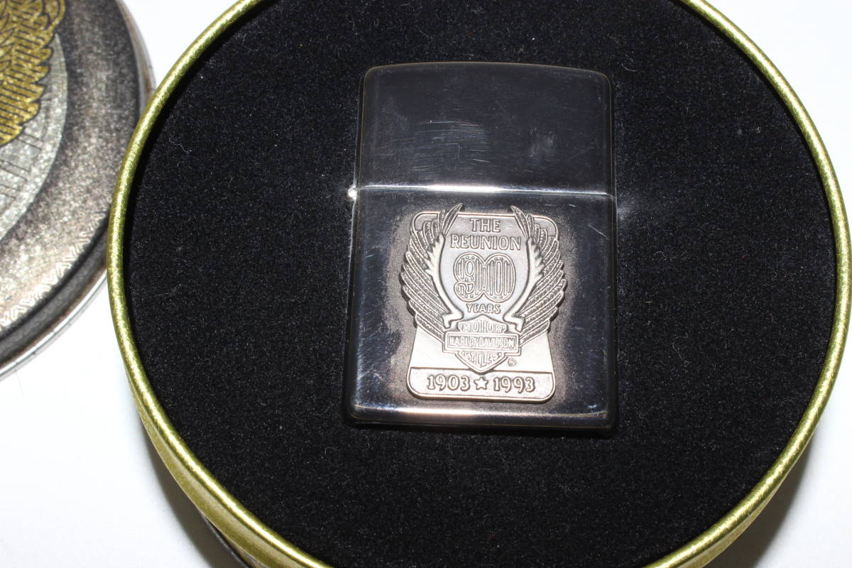 ○1【zippo ハーレー缶入り】未使用/ダビッドソン 90周年記念モデル 