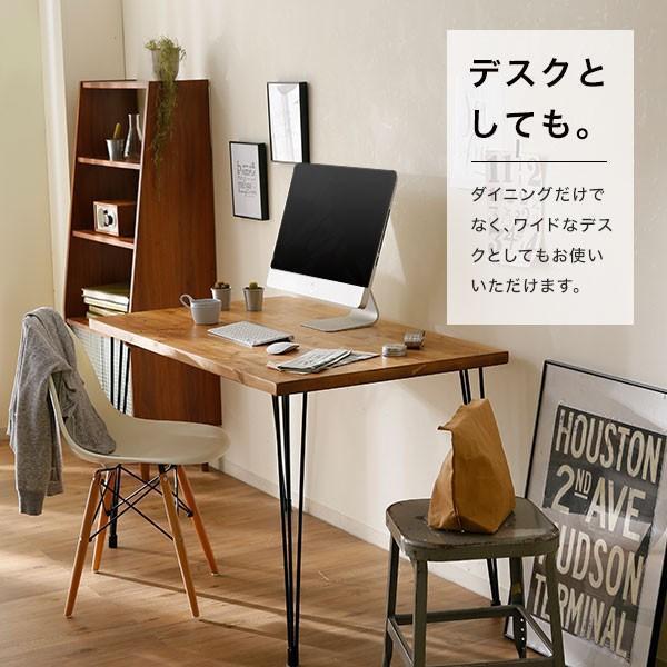 ダイニングテーブル 幅120奥行70cm 天然木 無垢材 パイン スチール脚 ヴィンテージ Tb992