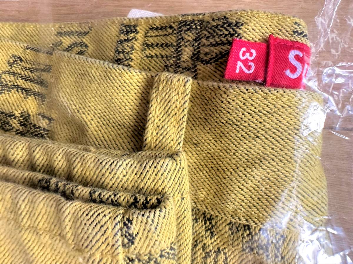 新品未着用】Supreme Trademark Jacquard Baggy Jean Washed Yellow 32
