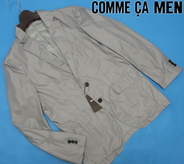 新品3.1万★コムサメン 春夏 微光沢ポリエステル ジャケットS灰
