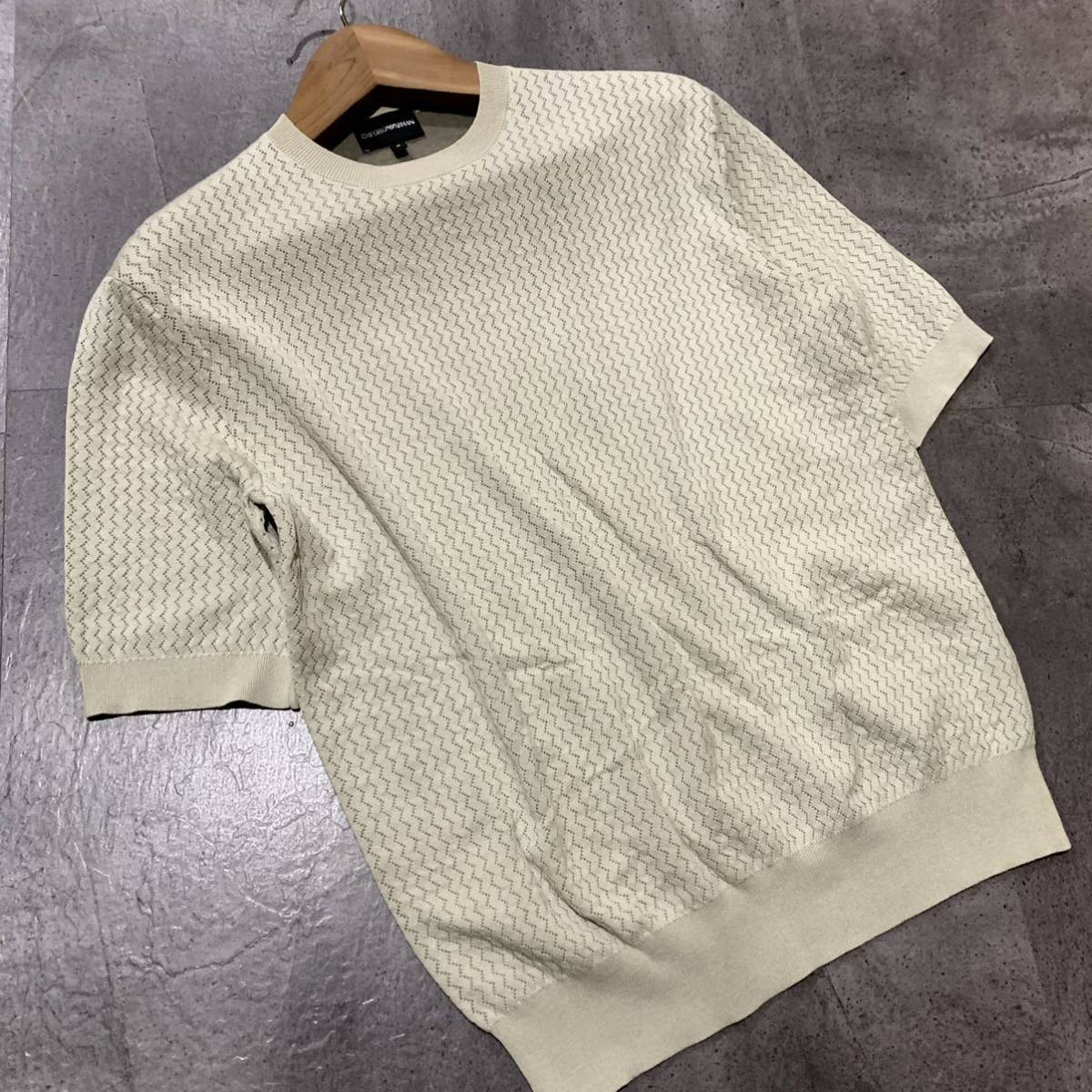 D ☆ 高級ラグジュアリー服 '国内正規品'『EMPORIO ARMANI』半袖 ストレッチニット Tシャツ size:M メンズ トップス 紳士服 アルマーニ