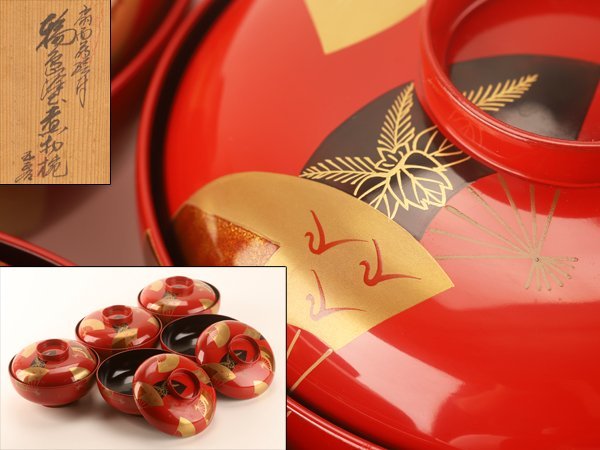  流 能登輪島塗 扇面蒔絵煮物椀五客 共箱 KP307(椀)｜売買されたオークション情報、yahooの商品情報をアーカイブ公開 - オークファン 椀
