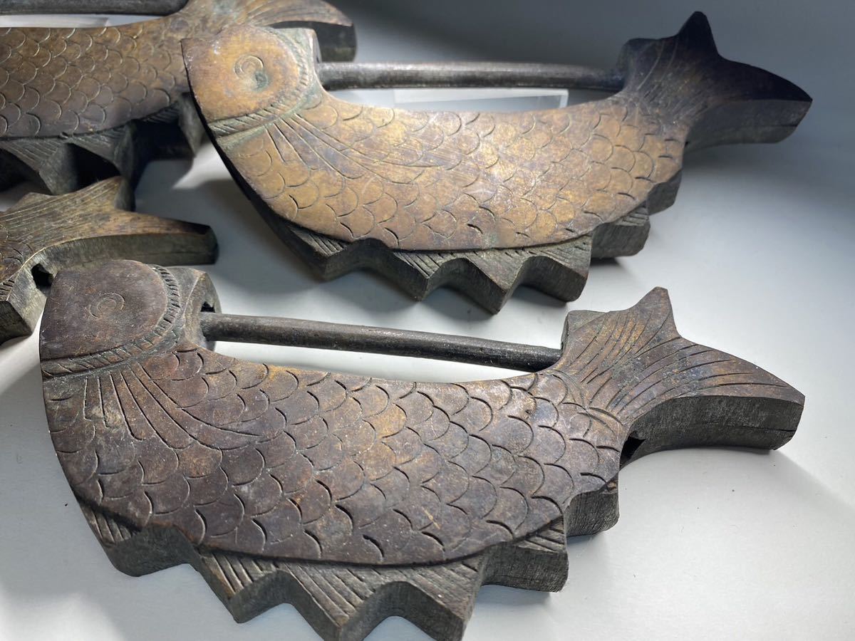 N70 京都旧家 時代品 朝鮮美術 李朝 魚型錠前鍵他 計4点まとめて (検索 