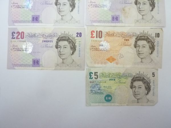 旧ポンド紙幣 GBP 115イギリスポンド分 計7枚 Great Britain Pound海外旧
