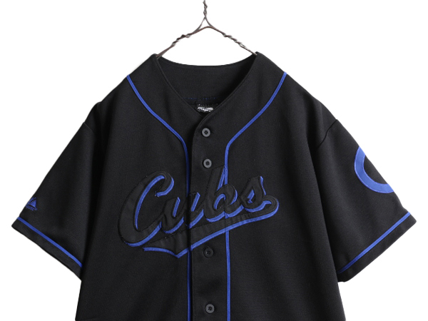 □ MLB オフィシャル Majestic カブス ベースボール シャツ メンズ M L 