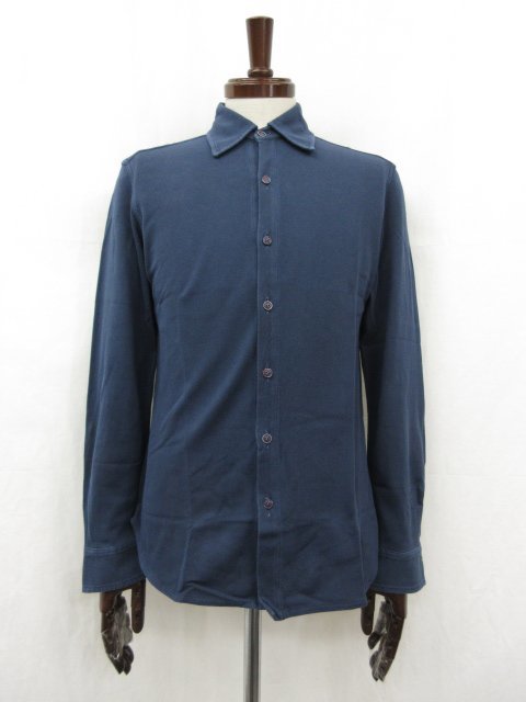 美品 【キートン キトン Kiton】 鹿の子生地 コットン素材♪ 長袖シャツ (メンズ) sizeS ネイビー系 イタリア製 ◎29MK0802◎