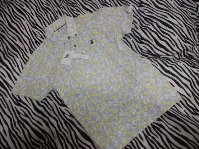 BGS9610YC◆Black&White◆新品◆薄灰◆Ｍ◆春夏◆ブラック＆ホワイト◆半袖 ボタンダウン●接触涼感