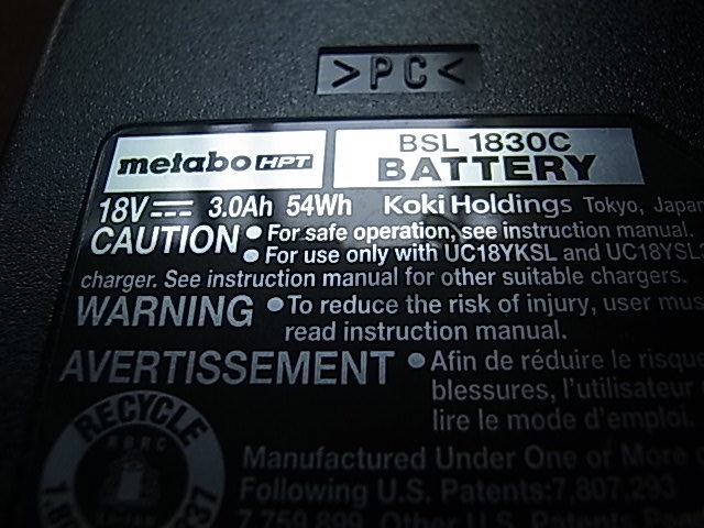 未使用 metabo BSL1830C HiKOKI/ハイコーキ 純正バッテリー 送料520円　 BSL1830C 3.0Ah | 18Vリチウム ハイコーキ bsl1830cの通販