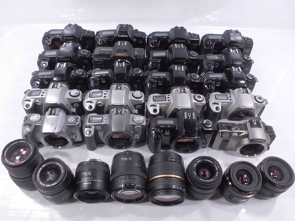 ★キヤノン AF一眼&純正レンズなど★EOS 630/1000QD/10QD/Kiss5/KissⅢL/EF LENS/SIGMA/ 等 計:28台まとめ【ジャンク品】27940
