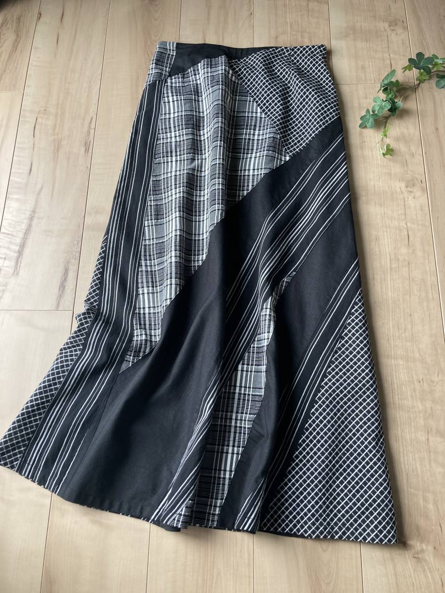 ②日本製センソユニコ☆JNBY☆コットンリネン麻ブレンドロングスカートBk