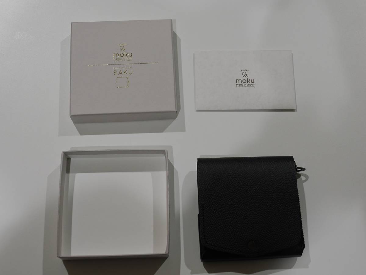新品未使用】Moku 小さく薄い財布Saku ver.2 ノブレッサカーフ黒（右 