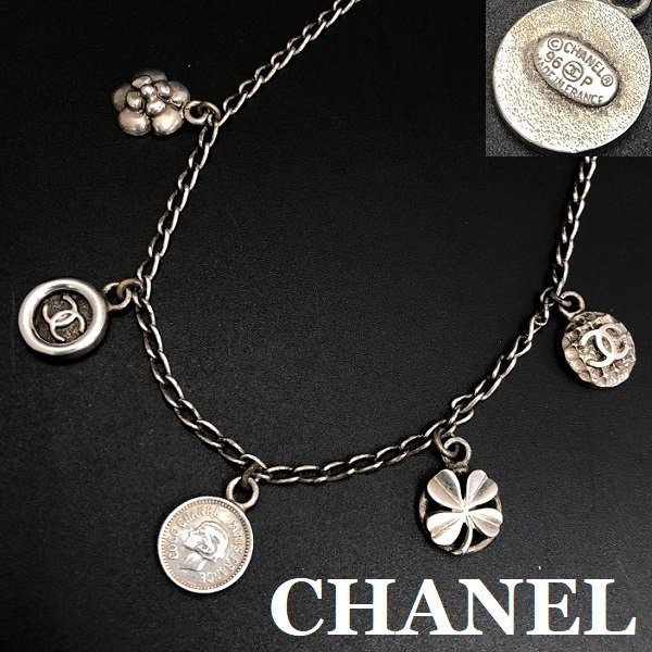 CHANEL シャネル ココマーク アイコンチェーン ネックレス コイン カメリア ミニココ チャーム チョーカー 96P ヴィンテージ 正規品 最落無