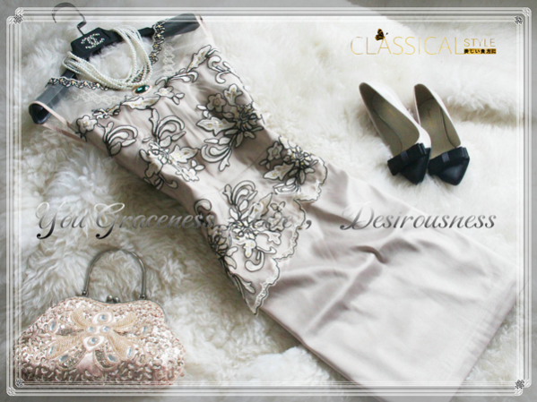 11号「RC」迫力ある贅沢なスタイル花柄刺繍ワンピースKL299-l