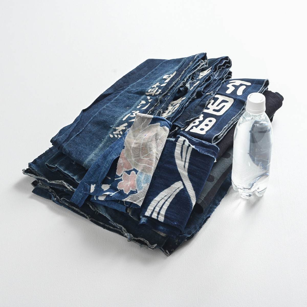 藍染筒描き三巾加賀のれん時代物木綿古布ソ-229